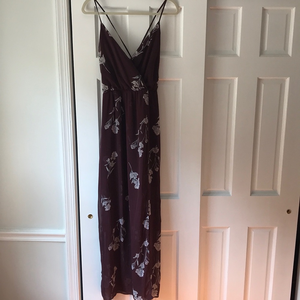 Elegant floral maroon dress